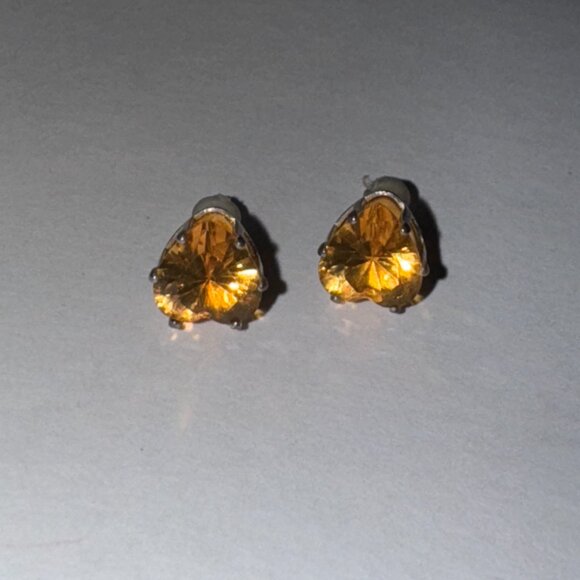 Clear 8.47mm Sterling Silver Heart Post Earrings - Picture 11 of 16